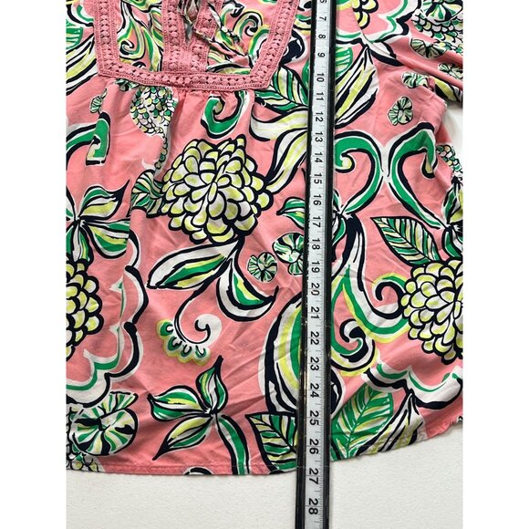 Crown and Ivy Top Womens XXL Shirt Peasant Blouse Pink Green Work Casual Floral - Picture 10 of 16